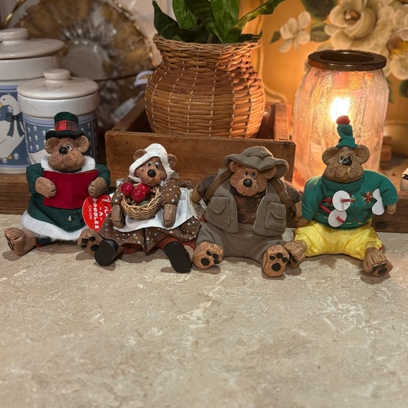 Russ Flopadoodles Bear Collection Figurines Set Of Four - Picture 1 of 8